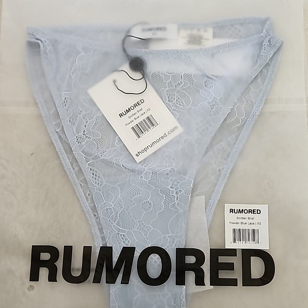 Rumored Powder Blue Lace Smitten Brief Panty High Waisted NWT - Women’s XS